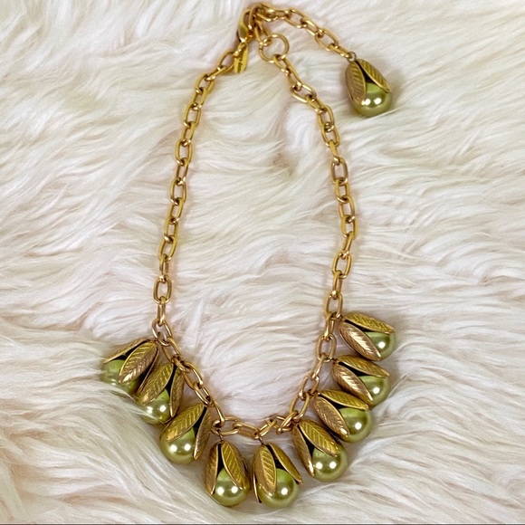 Lenora Dame Jewelry - Gold & Faux Pearl Statement Necklace 8”